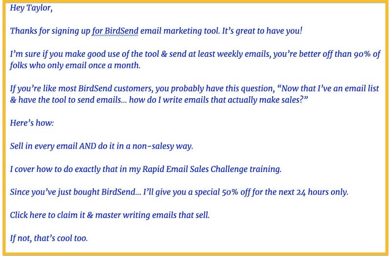 upsell email copy