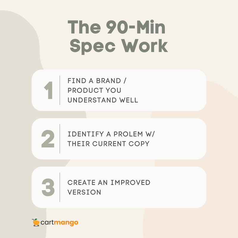 create a copywriting sample with spec work
