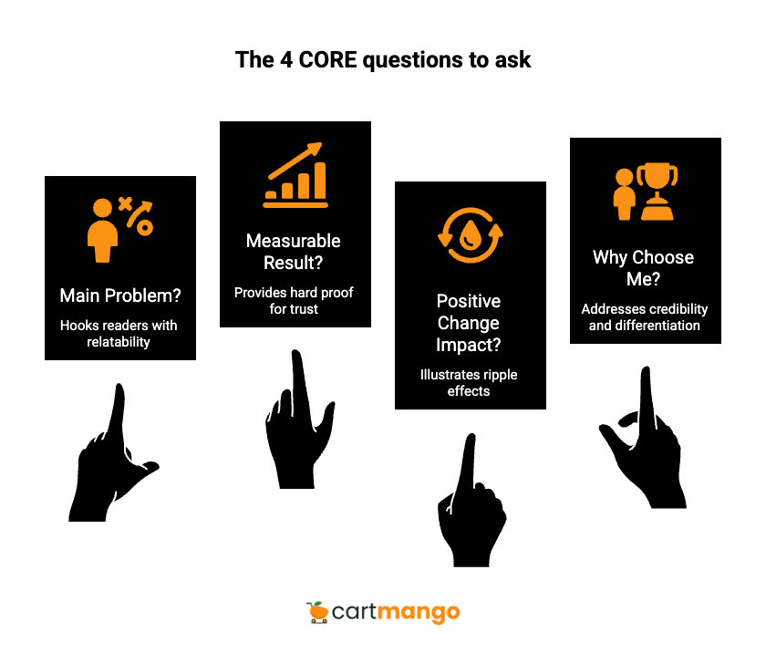 main questions for extracting testimonials