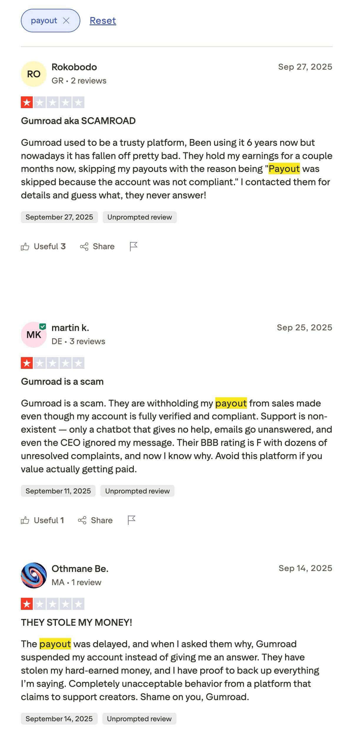 gumroad payout reviews