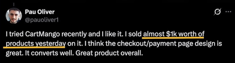 Pau Oliver testimonial for CartMango