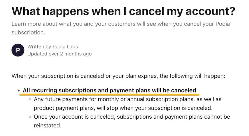 podia subscription hostage